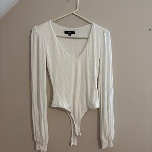 Lulus XS Cream Balloon Sleeve Body Suit